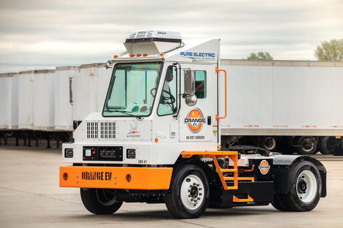 Orange EV e-TRIEVER Electric Yard Truck